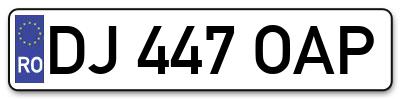 Placuta inmatriculare numar auto  DJ-447-OAP, DJ 447 OAP, DJ447OAP
