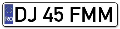 Placuta inmatriculare numar auto  DJ-45-FMM, DJ 45 FMM, DJ45FMM