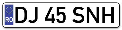 Placuta inmatriculare numar auto  DJ-45-SNH, DJ 45 SNH, DJ45SNH