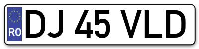 Placuta inmatriculare numar auto  DJ-45-VLD, DJ 45 VLD, DJ45VLD