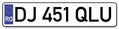 Placuta inmatriculare numar auto  DJ-451-QLU, DJ 451 QLU, DJ451QLU