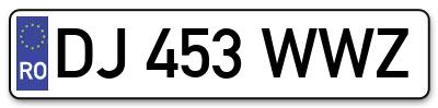 Placuta inmatriculare numar auto  DJ-453-WWZ, DJ 453 WWZ, DJ453WWZ