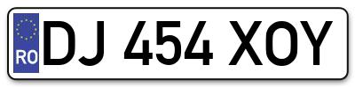 Placuta inmatriculare numar auto  DJ-454-XOY, DJ 454 XOY, DJ454XOY