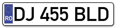 Placuta inmatriculare numar auto  DJ-455-BLD, DJ 455 BLD, DJ455BLD