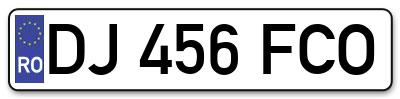Placuta inmatriculare numar auto  DJ-456-FCO, DJ 456 FCO, DJ456FCO