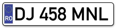 Placuta inmatriculare numar auto  DJ-458-MNL, DJ 458 MNL, DJ458MNL