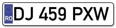 Placuta inmatriculare numar auto  DJ-459-PXW, DJ 459 PXW, DJ459PXW