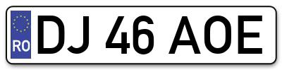 Placuta inmatriculare numar auto  DJ-46-AOE, DJ 46 AOE, DJ46AOE