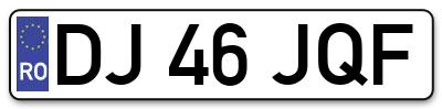 Placuta inmatriculare numar auto  DJ-46-JQF, DJ 46 JQF, DJ46JQF