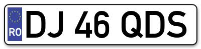 Placuta inmatriculare numar auto  DJ-46-QDS, DJ 46 QDS, DJ46QDS
