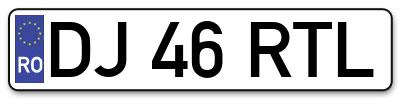 Placuta inmatriculare numar auto  DJ-46-RTL, DJ 46 RTL, DJ46RTL
