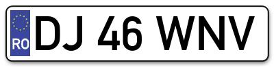 Placuta inmatriculare numar auto  DJ-46-WNV, DJ 46 WNV, DJ46WNV