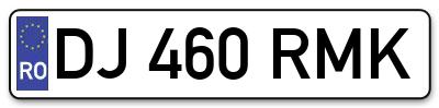 Placuta inmatriculare numar auto  DJ-460-RMK, DJ 460 RMK, DJ460RMK