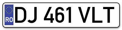Placuta inmatriculare numar auto  DJ-461-VLT, DJ 461 VLT, DJ461VLT