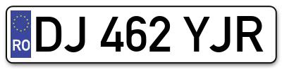 Placuta inmatriculare numar auto  DJ-462-YJR, DJ 462 YJR, DJ462YJR