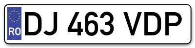 Placuta inmatriculare numar auto  DJ-463-VDP, DJ 463 VDP, DJ463VDP