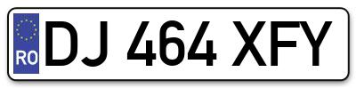 Placuta inmatriculare numar auto  DJ-464-XFY, DJ 464 XFY, DJ464XFY