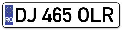 Placuta inmatriculare numar auto  DJ-465-OLR, DJ 465 OLR, DJ465OLR