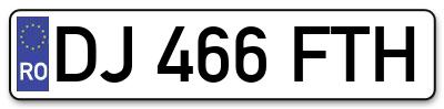 Placuta inmatriculare numar auto  DJ-466-FTH, DJ 466 FTH, DJ466FTH