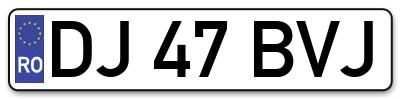 Placuta inmatriculare numar auto  DJ-47-BVJ, DJ 47 BVJ, DJ47BVJ