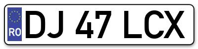 Placuta inmatriculare numar auto  DJ-47-LCX, DJ 47 LCX, DJ47LCX