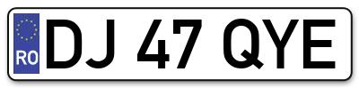 Placuta inmatriculare numar auto  DJ-47-QYE, DJ 47 QYE, DJ47QYE