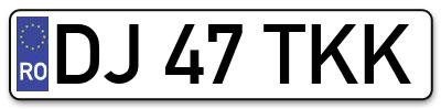 Placuta inmatriculare numar auto  DJ-47-TKK, DJ 47 TKK, DJ47TKK