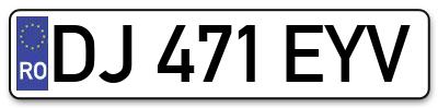 Placuta inmatriculare numar auto  DJ-471-EYV, DJ 471 EYV, DJ471EYV