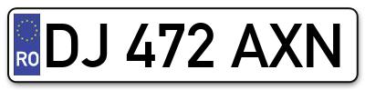 Placuta inmatriculare numar auto  DJ-472-AXN, DJ 472 AXN, DJ472AXN