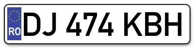 Placuta inmatriculare numar auto  DJ-474-KBH, DJ 474 KBH, DJ474KBH