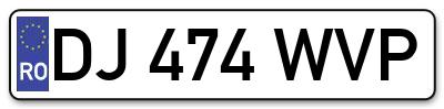 Placuta inmatriculare numar auto  DJ-474-WVP, DJ 474 WVP, DJ474WVP