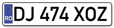 Placuta inmatriculare numar auto  DJ-474-XOZ, DJ 474 XOZ, DJ474XOZ