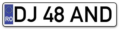Placuta inmatriculare numar auto  DJ-48-AND, DJ 48 AND, DJ48AND