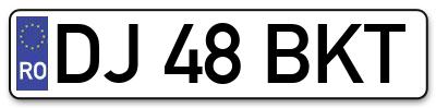 Placuta inmatriculare numar auto  DJ-48-BKT, DJ 48 BKT, DJ48BKT