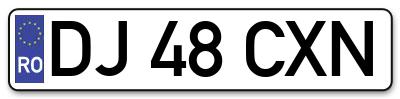 Placuta inmatriculare numar auto  DJ-48-CXN, DJ 48 CXN, DJ48CXN