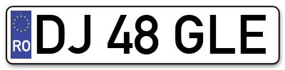 Placuta inmatriculare numar auto  DJ-48-GLE, DJ 48 GLE, DJ48GLE