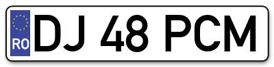 Placuta inmatriculare numar auto  DJ-48-PCM, DJ 48 PCM, DJ48PCM