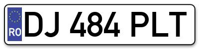 Placuta inmatriculare numar auto  DJ-484-PLT, DJ 484 PLT, DJ484PLT