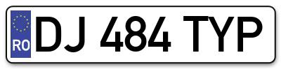 Placuta inmatriculare numar auto  DJ-484-TYP, DJ 484 TYP, DJ484TYP