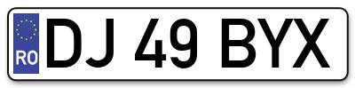 Placuta inmatriculare numar auto  DJ-49-BYX, DJ 49 BYX, DJ49BYX