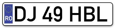 Placuta inmatriculare numar auto  DJ-49-HBL, DJ 49 HBL, DJ49HBL