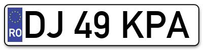 Placuta inmatriculare numar auto  DJ-49-KPA, DJ 49 KPA, DJ49KPA