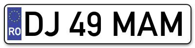 Placuta inmatriculare numar auto  DJ-49-MAM, DJ 49 MAM, DJ49MAM