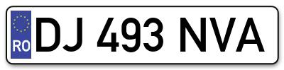 Placuta inmatriculare numar auto  DJ-493-NVA, DJ 493 NVA, DJ493NVA
