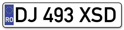 Placuta inmatriculare numar auto  DJ-493-XSD, DJ 493 XSD, DJ493XSD