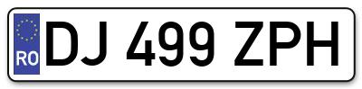 Placuta inmatriculare numar auto  DJ-499-ZPH, DJ 499 ZPH, DJ499ZPH