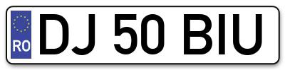 Placuta inmatriculare numar auto  DJ-50-BIU, DJ 50 BIU, DJ50BIU
