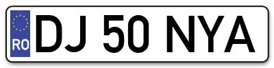 Placuta inmatriculare numar auto  DJ-50-NYA, DJ 50 NYA, DJ50NYA