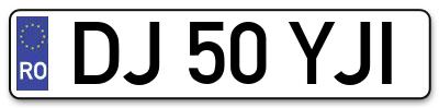 Placuta inmatriculare numar auto  DJ-50-YJI, DJ 50 YJI, DJ50YJI