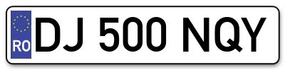 Placuta inmatriculare numar auto  DJ-500-NQY, DJ 500 NQY, DJ500NQY